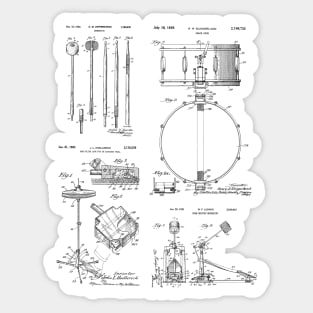 Drummer Gift Drum Kit Vintage Patent Image Sticker